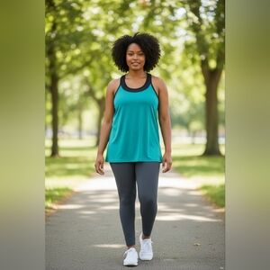 Champion C9 Tank Top Women's Black and PEACOCK GREEN Athletic Top size XL